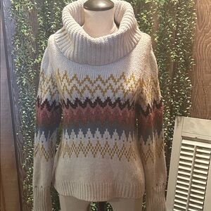 LOFT Cozy Multicolor Chevron Knit Sweater